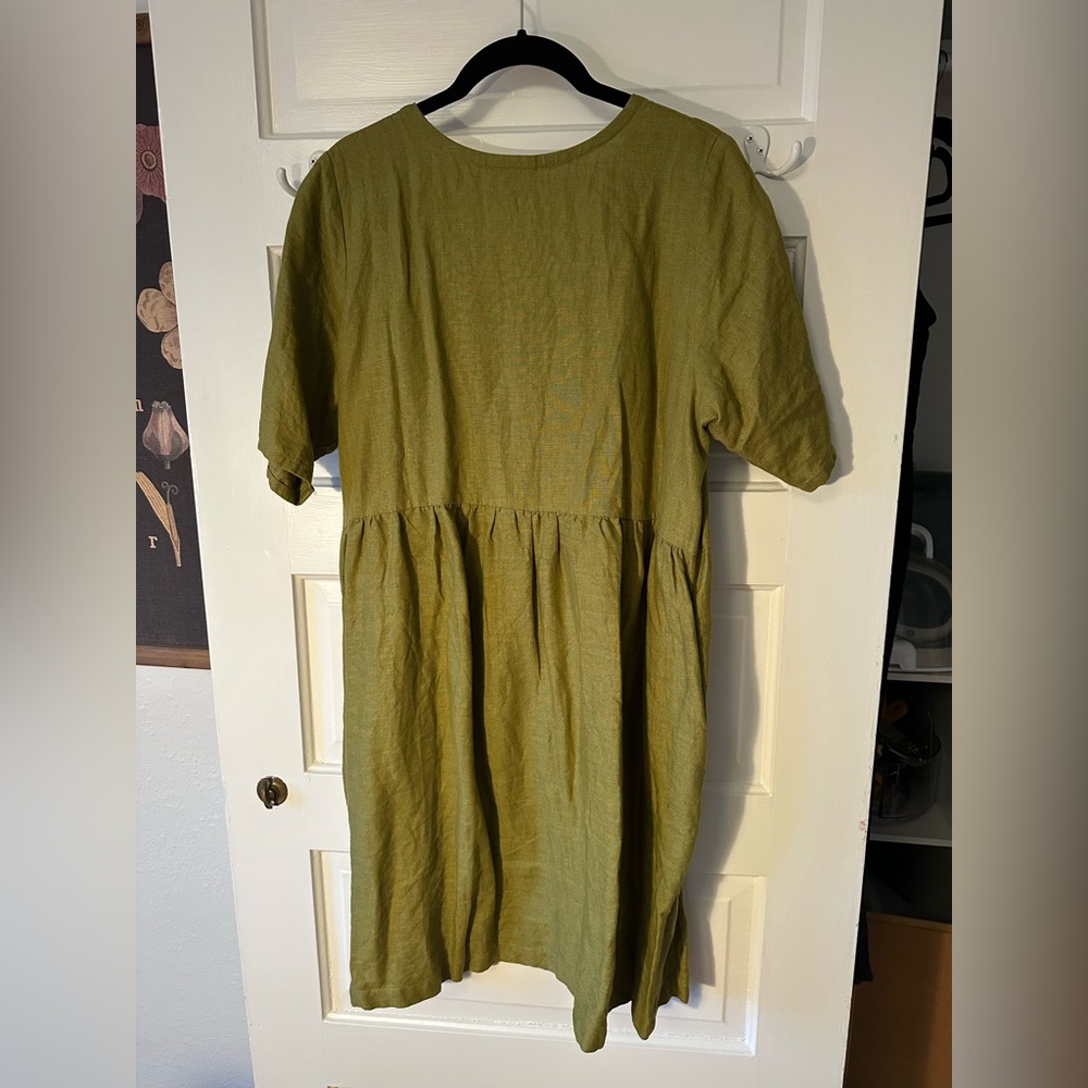 Conscious Clothing Green Linen Dress - Picture 7 of 11